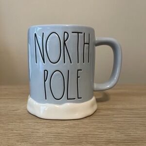 Rae Dunn North Pole Coffee Tea Cup Mug Christmas Holiday Festive Blue